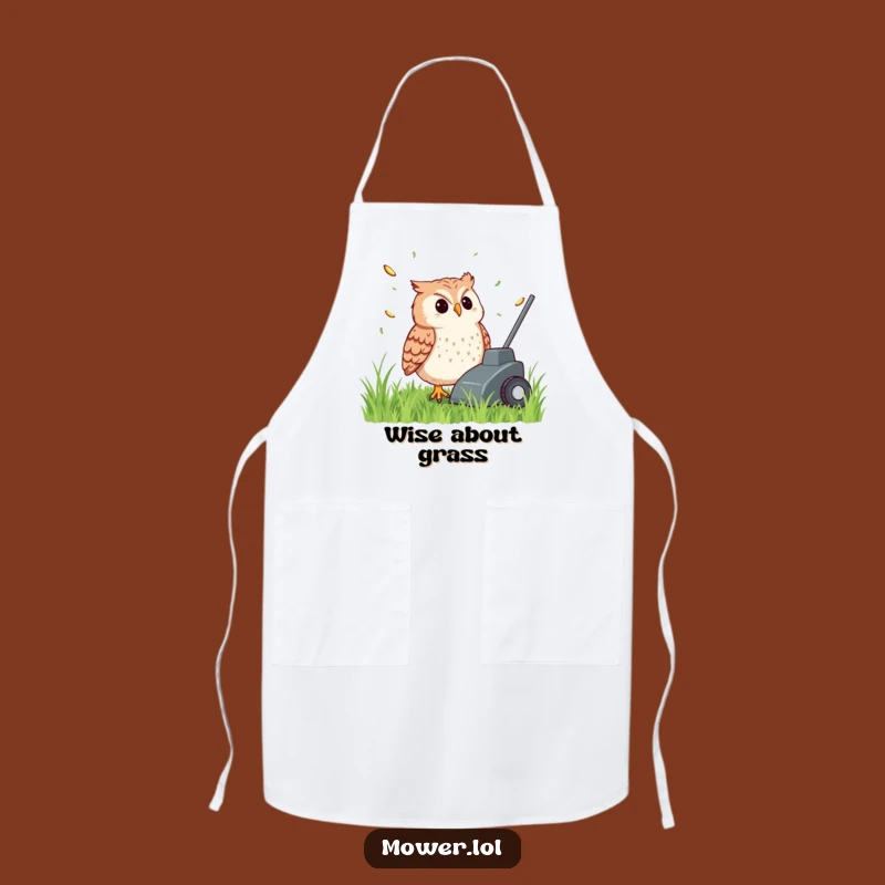 Funny Owl Mower Apron: Content Gardener & Kitchen Humor