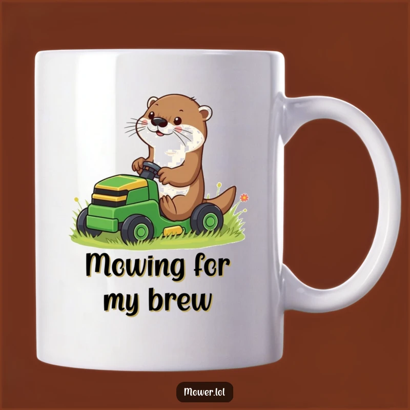 Funny Otter Mower Mug: Playful Gardener & Hilarious Outdoor Gift
