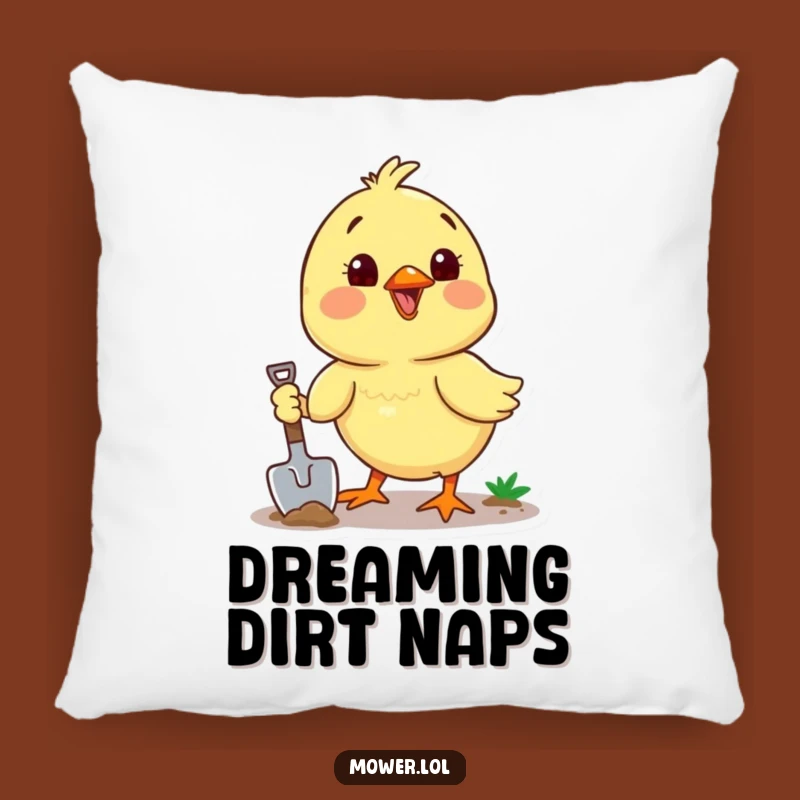 Funny Chick Digging Shovel Pillow: Cozy Comfort with Cheerful Charm Gift!