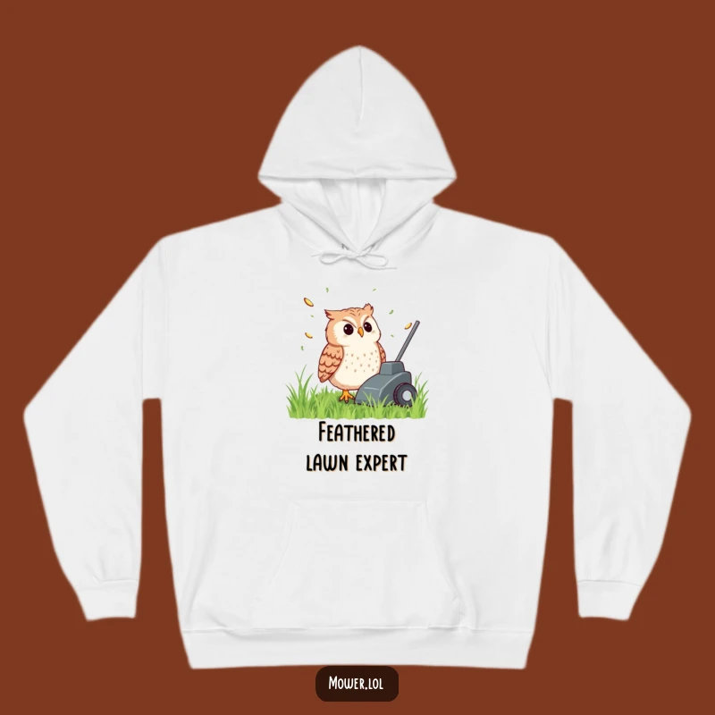 Funny Cozy Owl Mower Hoodie: Contented Gardener & Hilarious Comfort
