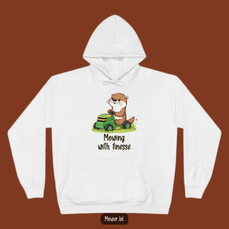 Funny Cozy Otter Mower Hoodie: Playful Driver & Hilarious Comfort