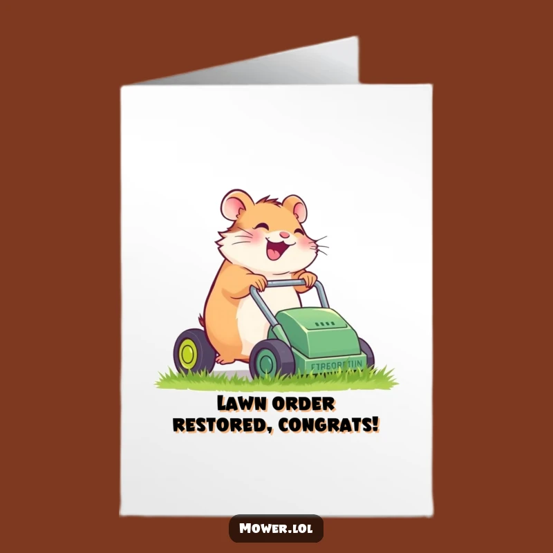 Free Printable Hamster Mower Congrats Card: Silly & Funny Downloadable Gift