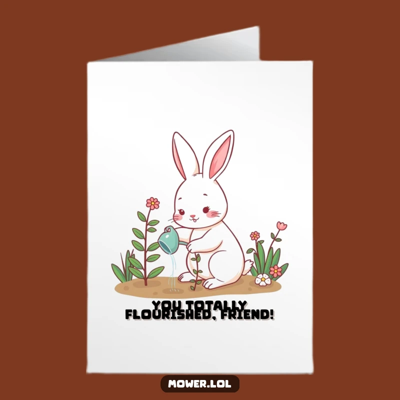Free Printable Congrats Card: Funny Rabbit Gardening, Downloadable