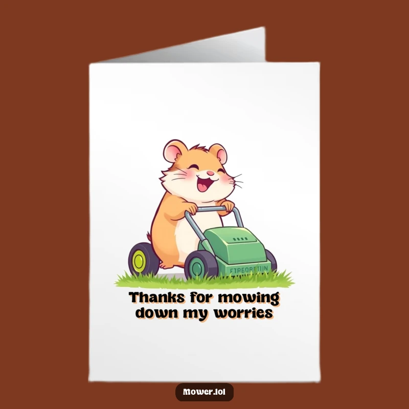 Free Printable Hamster Mower Thank You Card: Silly & Funny Downloadable Gift