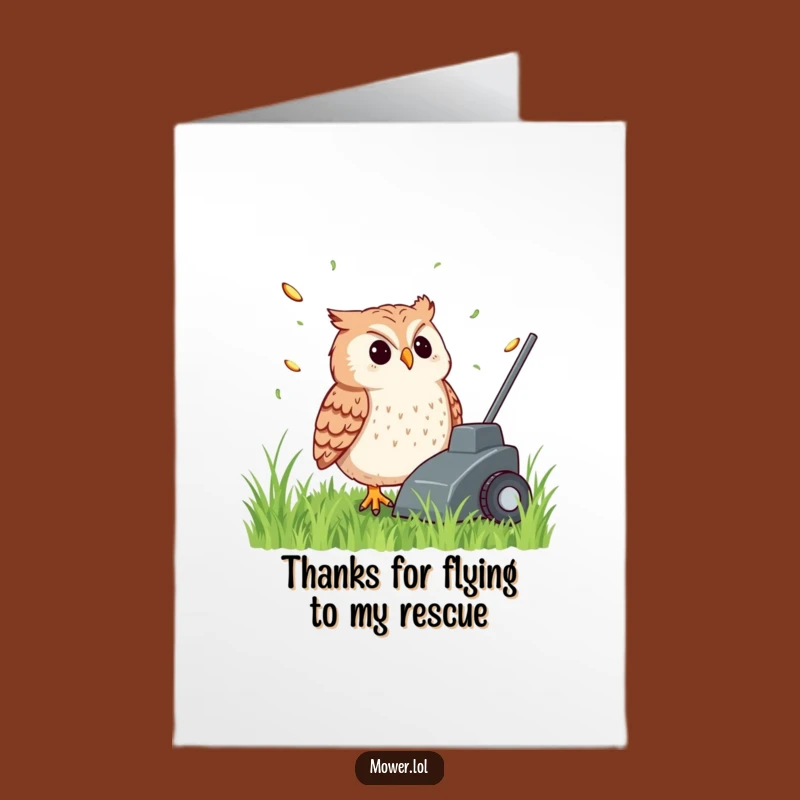 Free Printable Mower Owl Thank You Card: Relaxed & Funny Downloadable Gift