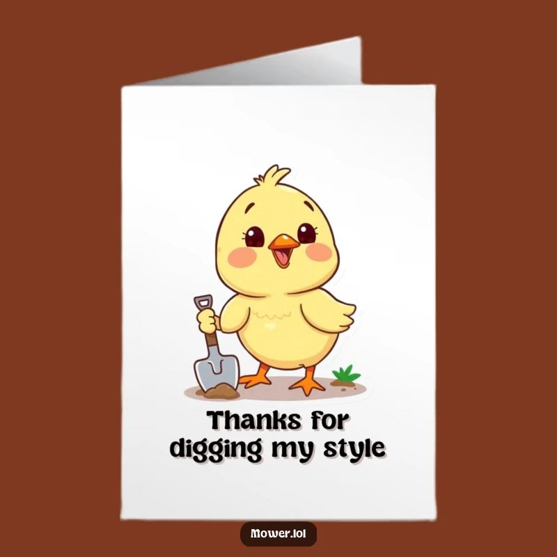 Free Printable Thank You Card: Funny Chick Digging, Downloadable