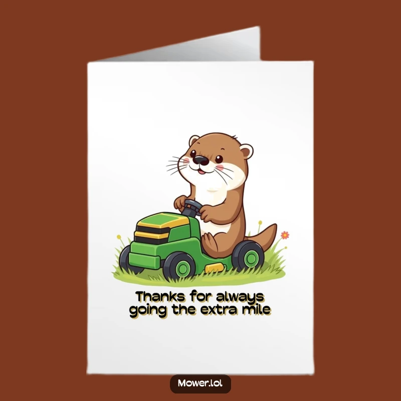 Free Printable Otter Mower Thank You Card: Playful & Funny Downloadable Gift