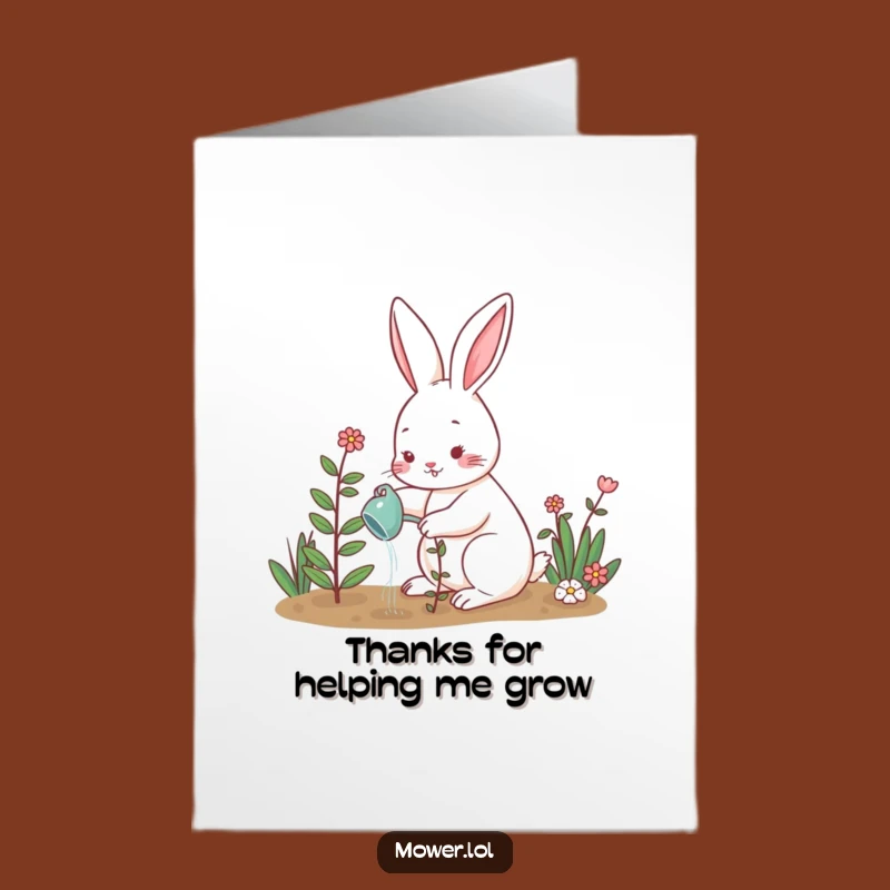 Free Printable Thank You Card: Funny Rabbit Gardening, Downloadable
