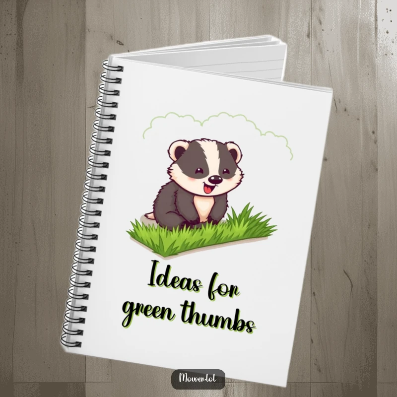 Funny Badger Notebook: A delighted badger thoughtfully observes his perfectly manicured lawn, ready to record garden insights.