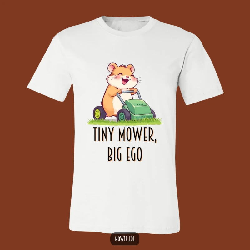 Funny Hamster Mower T-Shirt: Giggling Gardener & Hilarious Outdoor Tee