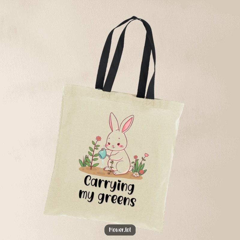 Funny rabbit with a watering can, nurturing a small plant in a garden, highlighting a gentle and humorous approach to growth.
