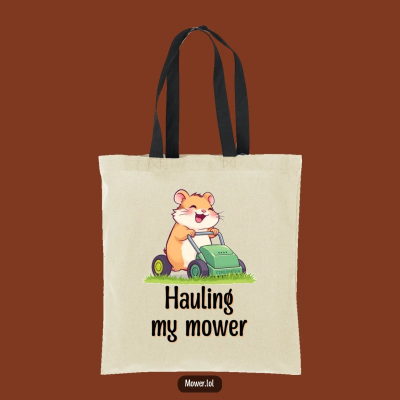 Funny Hamster Mower Tote Bag: Giggling Gardener & Practical Humor