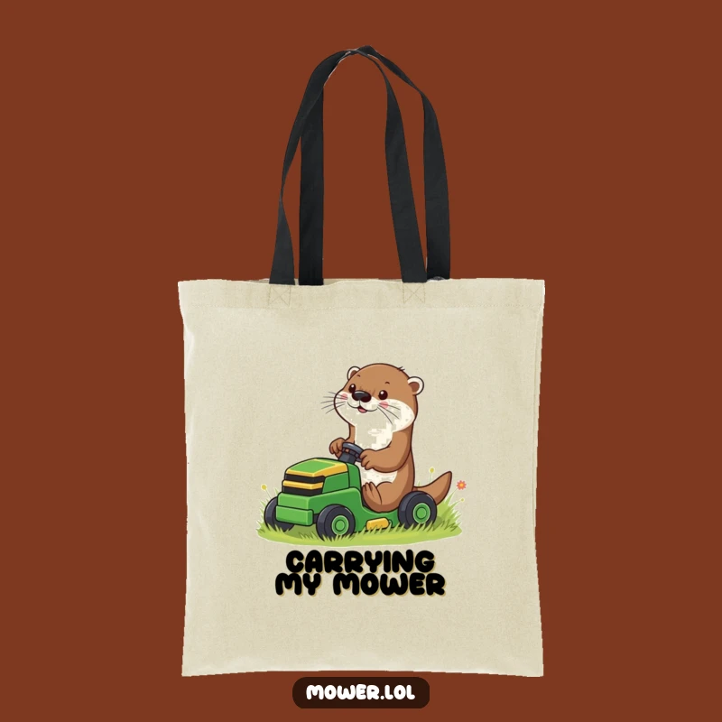 Funny Otter Mower Tote Bag: Playful Driver & Practical Humor